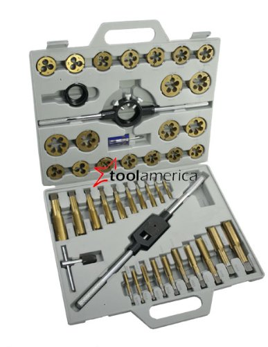 Jumbo 45 pc Titanium Coated Tap & Die Set SAE w/ Case