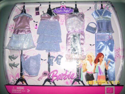 519SOuxvvSL Barbie Girls Night Clothes ~~ Pink and White Skirt ~~Purple Shirt and Pants~~pink and White Top~~purple Dress~~purple and Gray Shoes