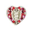 Hair Clip - H54 - Open Heart set with Swarovski (tm) Crystal Stones ~ Siam Red Iridescent