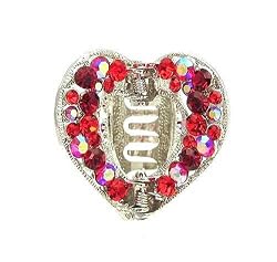 Hair Clip - H54 - Open Heart set with Swarovski (tm) Crystal Stones ~ Siam Red Iridescent (ap)