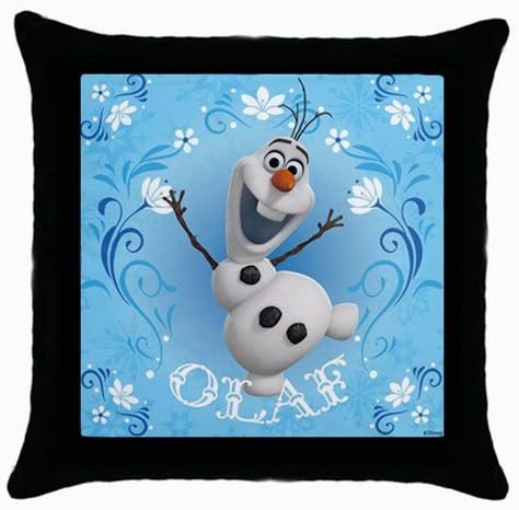 Frozen Olaf Snowman Disney Cartoon Movie Covers with Zippered Pillow Cases Pillowcase 18x18 Inches for Living Room or Kids Boys Girls Bedroom Decoration, Black Color