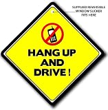 HANG UP AND DRIVE! Car Window Safety Sign, Bumper Sticker Style Warning Sign, Anti Car Phone Cell Phone Sign