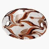Murano Style Silver Foil Glass 2-Hole Oval, Dark Orange/Purple Splash, 33 x 50mm