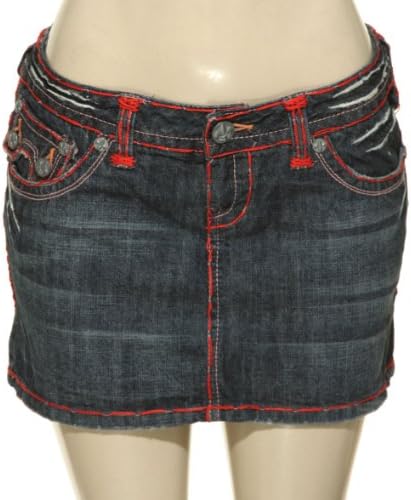 LAGUNA BEACH Hand Stitch Denim Skirt [RND2027SK]Blue/Red,24