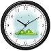 Two Green Frogs 0n Lily Pad & Dragonflies Cartoon - Frog - JP Animal Wall Clock by WatchBuddy Timepieces (Hunter Green Frame)