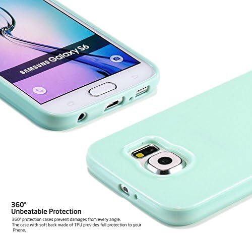 UTLK Galaxy S6 Edge Case, Camera Protective Case for Galaxy S6 Edge [Slim Fit] Soft Rubber Gel- Galaxy S6 Edge Silicone Cover - Scratch Resistant Bumper Case for Galaxy S6 Edge (Mint Green)