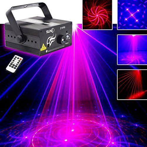 SUND Mini 3 Lens 18 Patterns Club Bar RB Blue LED Professional Stage &amp; DJ Lighting Xmas Home Party 300mw Show Projector Holiday Light Disco Christmas Decorations (AZ18RB)