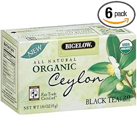 Bigelow Organic Ceylon Fair Trade Certified Tea, 20-Count 1.46-Ounce Boxes (Pack of 6)