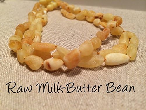 Raw Baltic Amber Teething Necklace For Babies (Unisex) - Anti Flammatory, Drooling & Teething Pain Reduce Properties - UNPOLISHED Milk Butter Natural Certificated Baltic Jewelry with the Highest Quality Guaranteed. Easy to Fastens with a Twist-in Screw Clasp Mothers Approved Remedies! Baby Infant Toddler Boy Girl Unisex