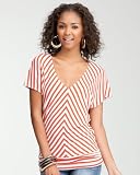 bebe Mitered Multi Stripe Dolman Top