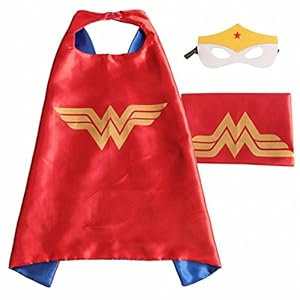 (Wonder Woman)ROXX Superhero Kids Girl Boy Cape and Mask Costume for Child