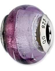 Sterling Silver Reflections Dk & Lt Purple/Silver Italian Murano Bead