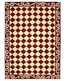 Safavieh Chelsea Collection HK711C-4R Hand-Hooked Burgundy and Ivory Wool Round Area Rug, 4-Feet