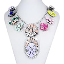 Hot Sale Rainbow Flower Statement Necklace, Swarovski Crystal Bubble Neclace Beaded Bib Necklace Choker Party Jewelry