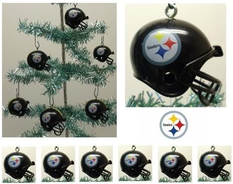 NFL Football Pittsburgh Steelers Set of 6 Holiday Christmas Tree Ornaments Featuring Steelers Team Helmet Ornaments Ranging from 1.5" to 2" Tall