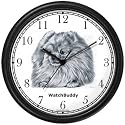 Pomeranian Dog Wall Clock by WatchBuddy Timepieces (Black Frame)