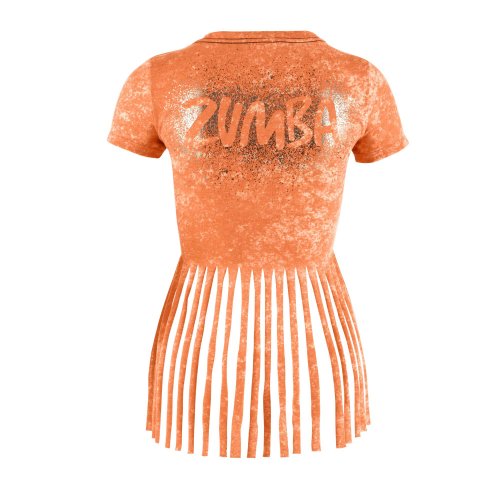 Zumba Fitness We Come in Pieces Slashed V-Neck (Medium, Mango Orange)