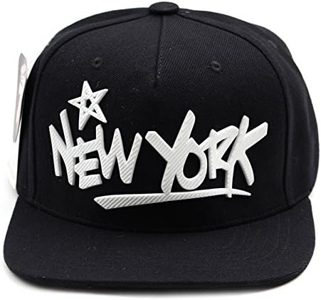Teamlide Newyork Rubber Snapback Men's Women's Adjustable Hats (Black)