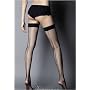 Black Seamed Fishnet Holdup Thigh High Stockings