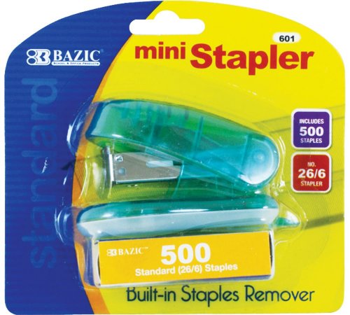 Bazic Mini Stapler with 500 Count Staples, Standard (26/6) (Case of 144)