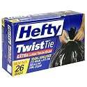 Hefty Twist Tie Extra Large, 33 GallonTrash Bags, Case Pack, Six - 26 Count Boxes (156 Bags)