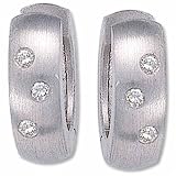 0.12 Ct.T.W. Round Brilliant Cut Diamonds, Platinum. Diamond and Platinum Hoop Earrings