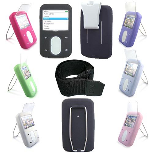 Creative Vision M 30GB Video Protectective Silicone Skin Case with 15 Sports Armband / LCD Sheild / Belt Clip / Video Stand - 7 Color Options -