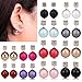 Eyourlife Fashion Womens Lady Earring Double Side Pearl Crystal Ear Studs Earrings Matte Black