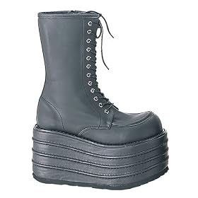 ZACK-202 Black Pleather 11-EYE Lace-Up 4.5 Platform Boots