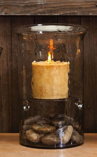 12 Glass Cyclinder Candle Brown Plate