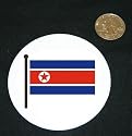3" button / pin printed with korean, korea, flag, north