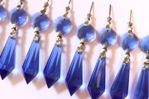 10 Blue Crystal Chandelier Icicle Prisms 38mm