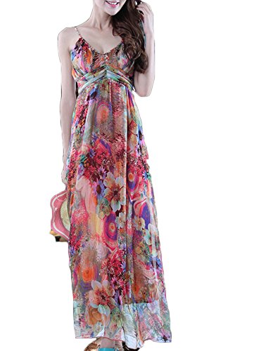 (ディーコッテ)D'Kotte レディース 春 ワンピース ワンピ ロング丈 マキシ キャミ シフォン 柄 花柄 ハイウエスト リゾート ビーチ ドレス neaa185