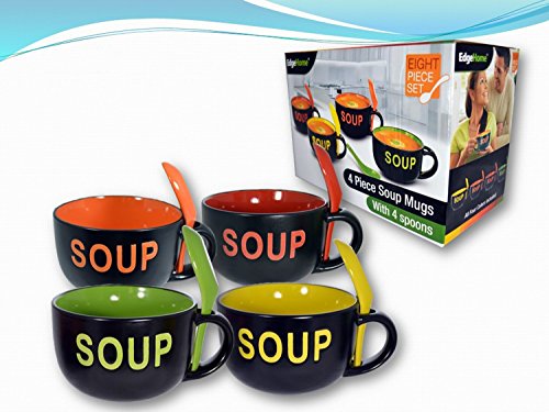 COLORFUL 8 PIECE CERAMIC DELUXE 16OZ. SOUP MUG SET ...