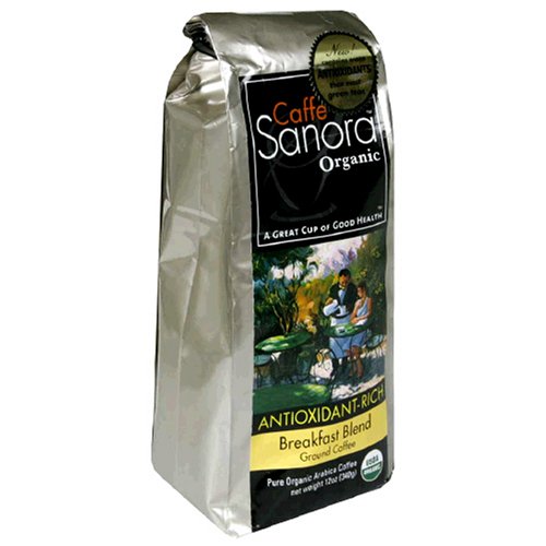Caffe Sanora Organic Antioxidant-Rich, Breakfast Blend, Med Grind, 12 Ounce Bags (Pack of... by Caffe Sanora