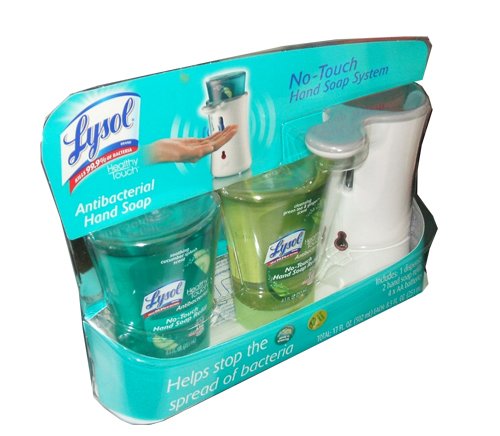Lysol No Touch Hand Soap System Antibacterial with 2 Hand Soap Refills 8.5 Oz Each and Batteries