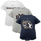 Nike Brigham Young Cougars Infant Navy Blue, White & Ash 3-Pack Creeper Set