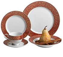 Mikasa Parchment Red 40-Piece Dinnerware Set, Service for 8
