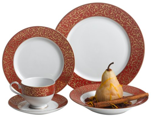 Mikasa Parchment Red 40-Piece Dinnerware Set, Service for 8