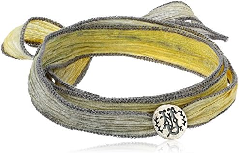 Mizuki Silver Monogram Letter "U" Button on Ombre Silk Bracelet