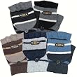 Men's Striped Pop-Top Convertible Knitted Acrylic Fingerless Mitten Gloves - Various Colors