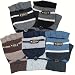 Men's Striped Pop-Top Convertible Knitted Acrylic Fingerless Mitten Gloves - Various Colors