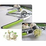 Premium Garlic Press & Silicone Peeler with Cleaning Brush and Nut Cracker - Peel, Mince and Crush Garlic and Ginger Easily - Clean Fast with Included Brush - Bonus Nut Cracker - Vital Kitchen Tool!