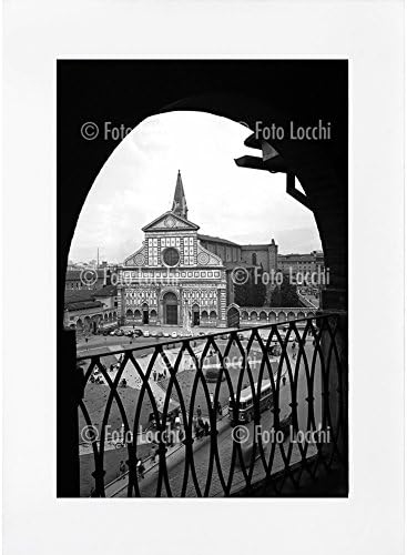Archivio Foto Locchi Florence Fine Art Print on Mat Board 50 x 70 cm (19.7x27.6 inch) Image of Florence's Santa Maria Novella Piazza in the 50s