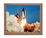 NASA Space Shuttle Discovery Launch Pad Photo Wall Picture Oak Framed Art Print