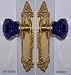 Cobalt Blue & Natural Brass Leaf'n Shell Hand Forged Plates, Astoria Crystal Passage Door Knob Set Color Is Burned in When the Crystal Glass Was Being Manufactured and Set in Knob Stems Hand Forged in Solid Brass.