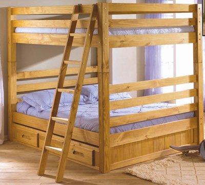 Kitchen: Cottage Futon DWF7015 Full Full Bunk Bed with Drawers   Pine