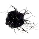 Acosta - Black Corsage Flower - Feather Hair Clip / Fascinator / Brooch