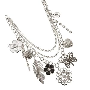 Buy G by GUESS Layered Flower Short Charm Necklace, SILVER