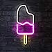 Isaac Jacobs 18â€ x 8â€ inch LED Neon â€˜White & Pink IceCream Popsicleâ€˜ Wall Sign for Cool Light, Wall Art, Bedroom Decorations, Home Accessories, Party, and Holiday DÃ©cor: Powered by USB Wire (POPSICLE)